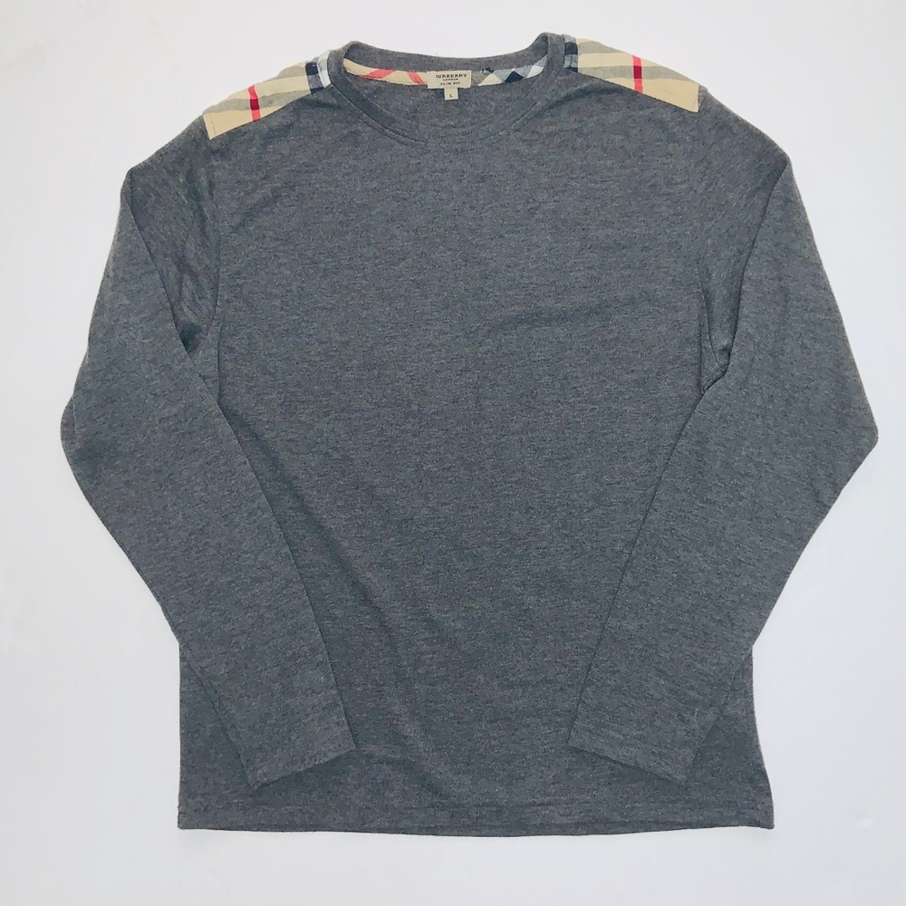(L) Burberry Dark Grey Classic Long Sleeve Shirt